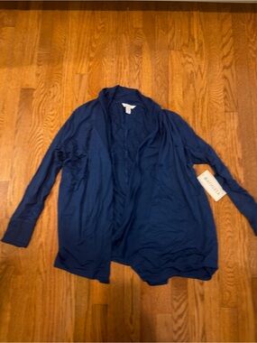 Athleta Navy Draped Open-Front Cardigan Jacket